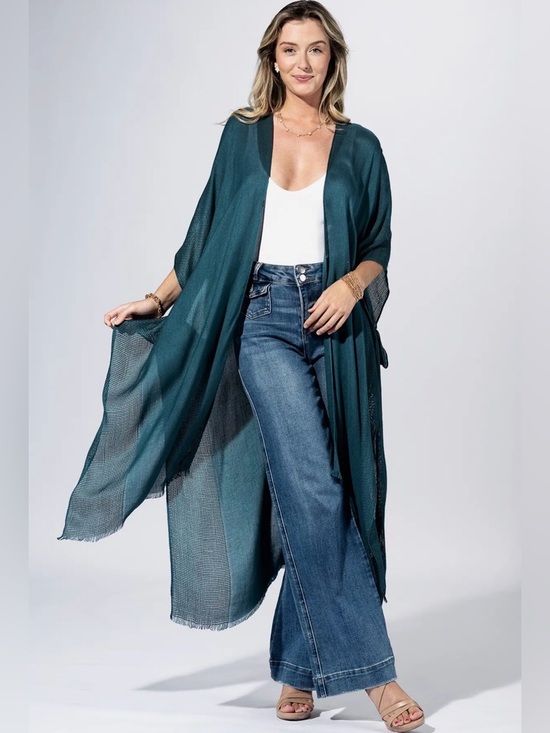 Tops - Deep Teal Flow Duster Kimono